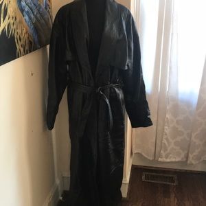 Oscar Piel Black Leather Trench coat